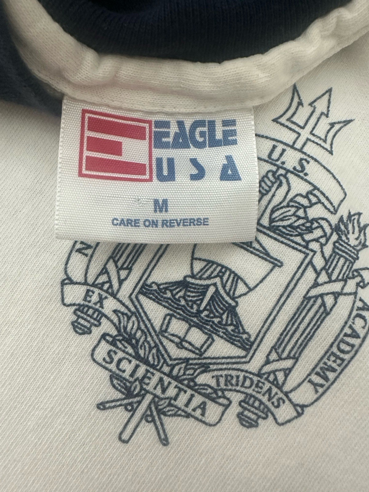 Vintage United States Naval Academy Ringer T Shirt Men’s Medium White USA