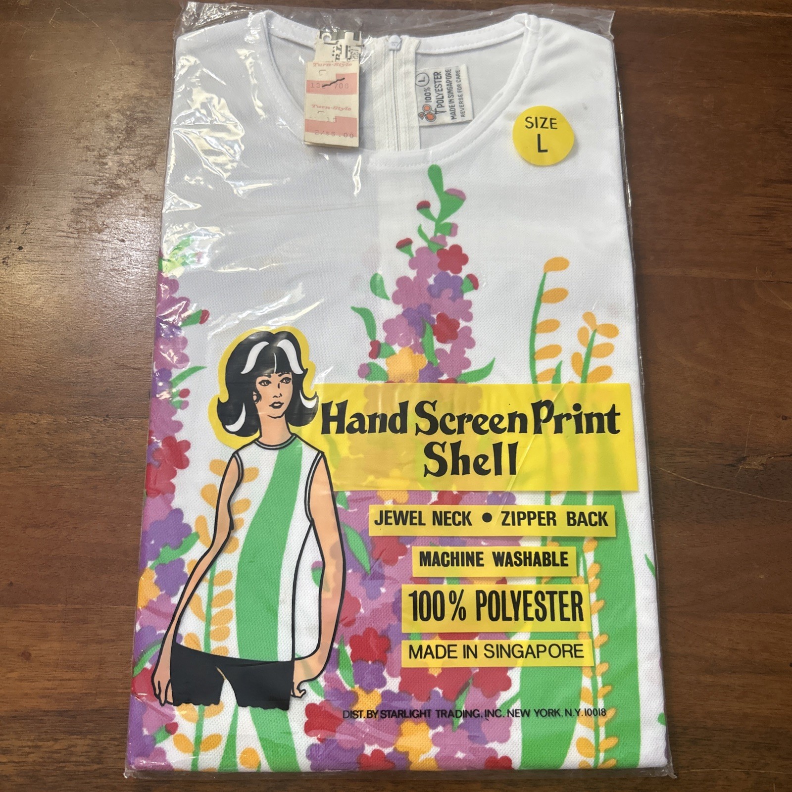 Vintage 1970s Sleeveless Size Large Shirt New Old Stock Original Tag Polyester