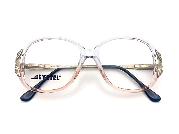 Vintage 1970s Eyetel Oversized Clear Eyeglasses Soft Grey / Pink NOS