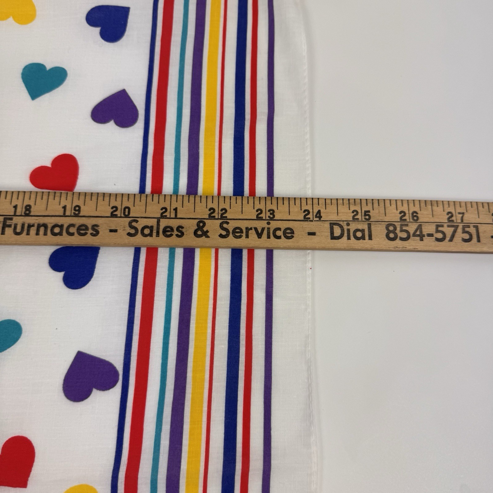 Vtg Rainbow Hearts Bandana Handkerchief Scarf White USA Made Pride 80s 90s