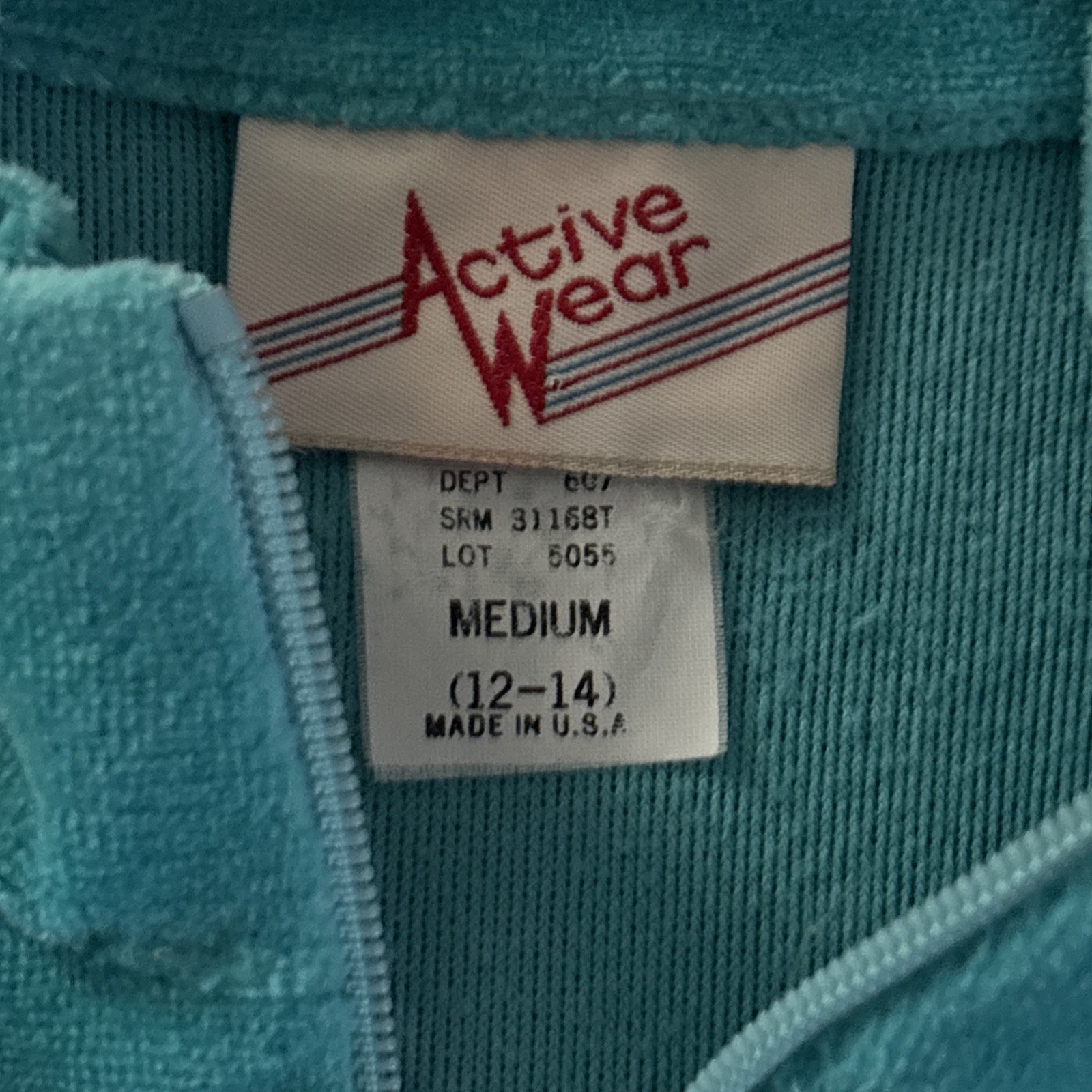 Vintage 80s 90’s Brand Active Wear Teal Velour Jogging Track Suit Talon Zipper
