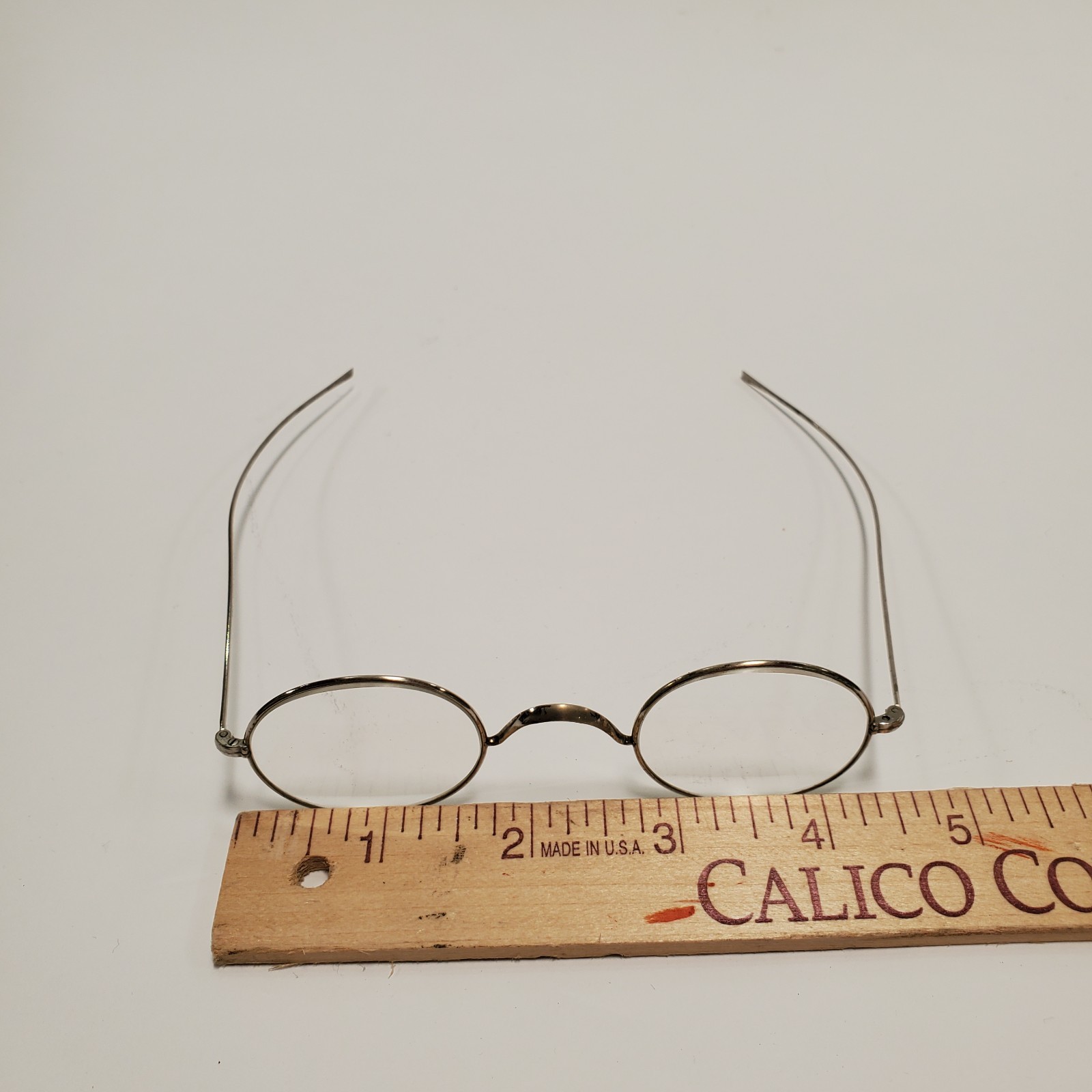 Antique Wire Rim Oval Spectacles Eyeglasses with Original Case
