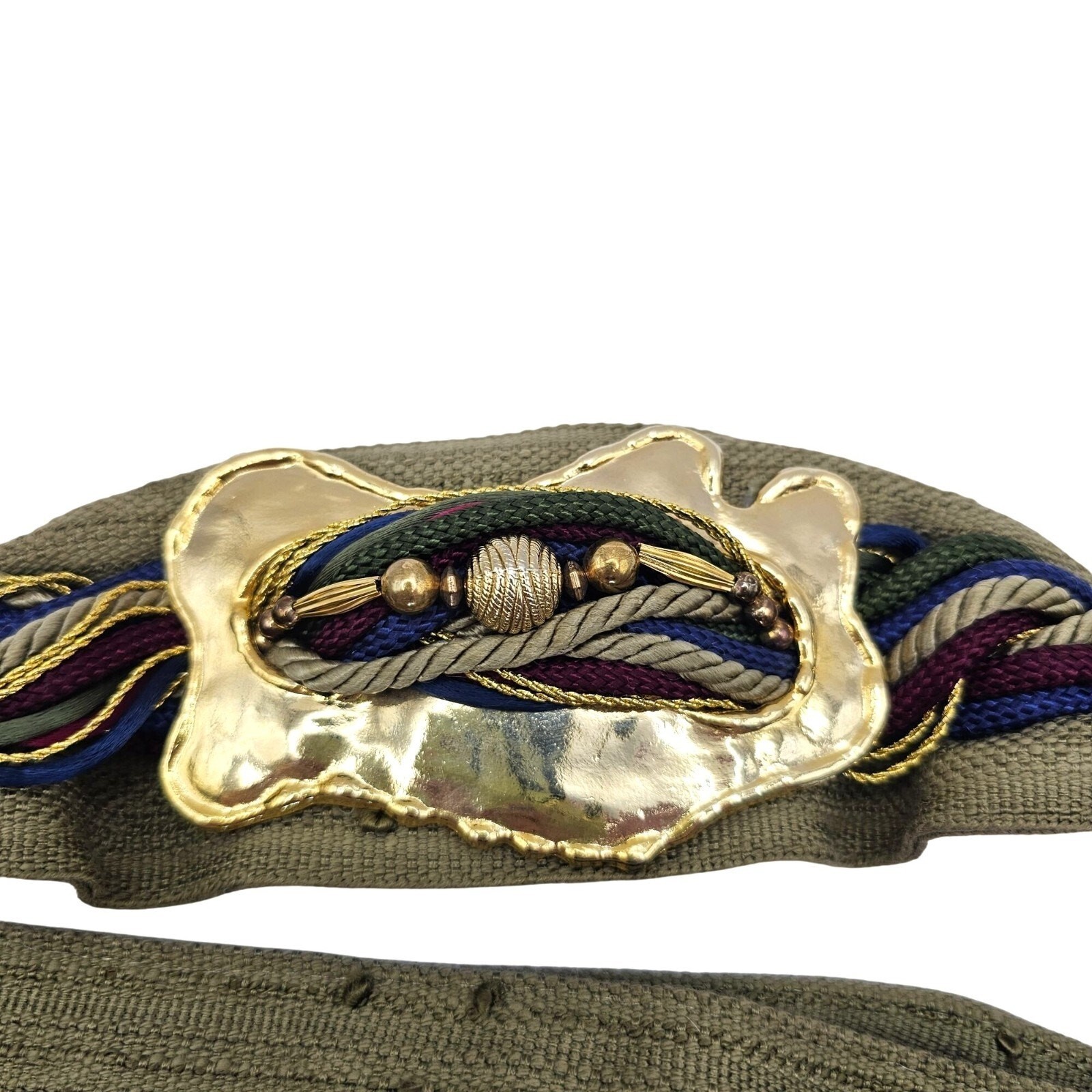 Vtg 80s Gold Tone Statement Belt Maximalist Boho Cinch Waist Adjustable Size