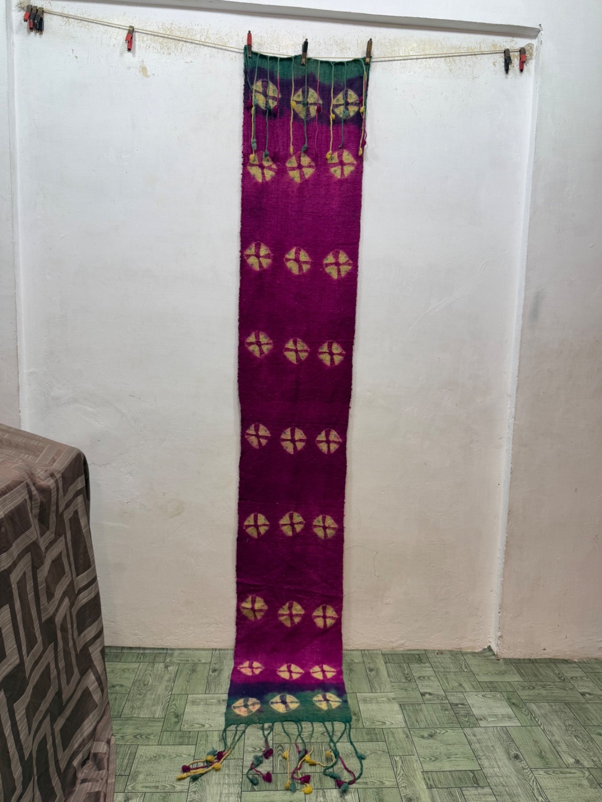 Vintage Beautiful Hand Made Stole Fabric Textile Shawl 250×42 Cm