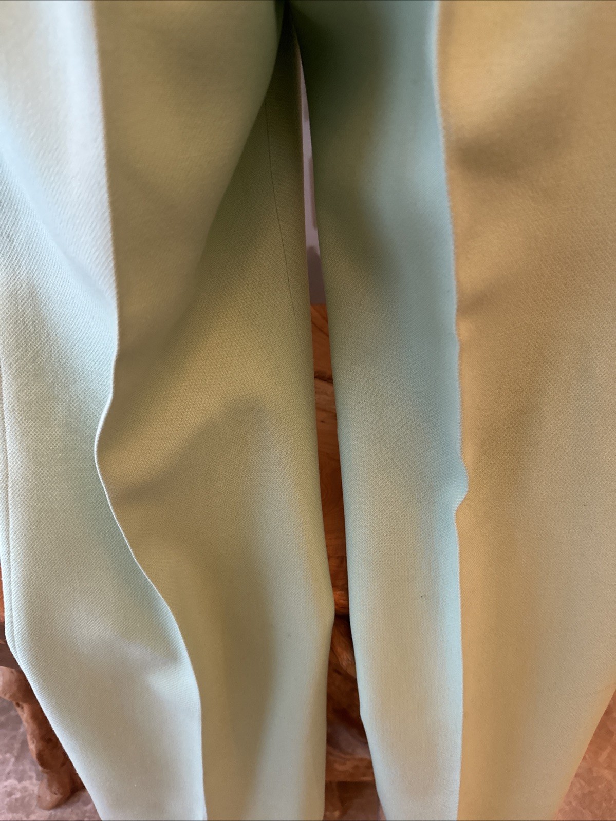 Courreges Hyperbole From I Magnin 70s High Waist Wide Leg Green Wool Trousers XS