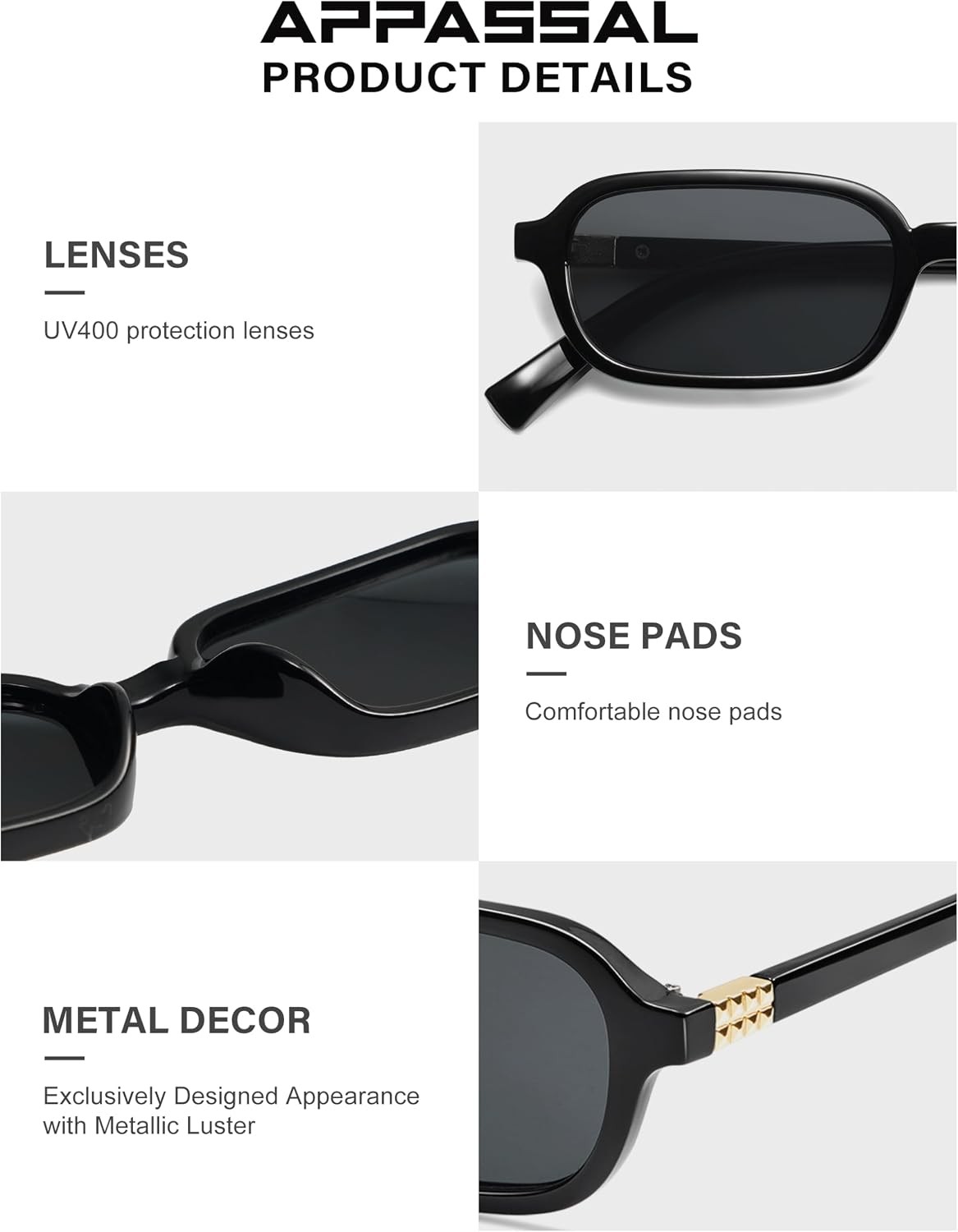 Appassal Retro Rectangular Sunglasses for Women Vintage 2026 Fashion Trendy Funn