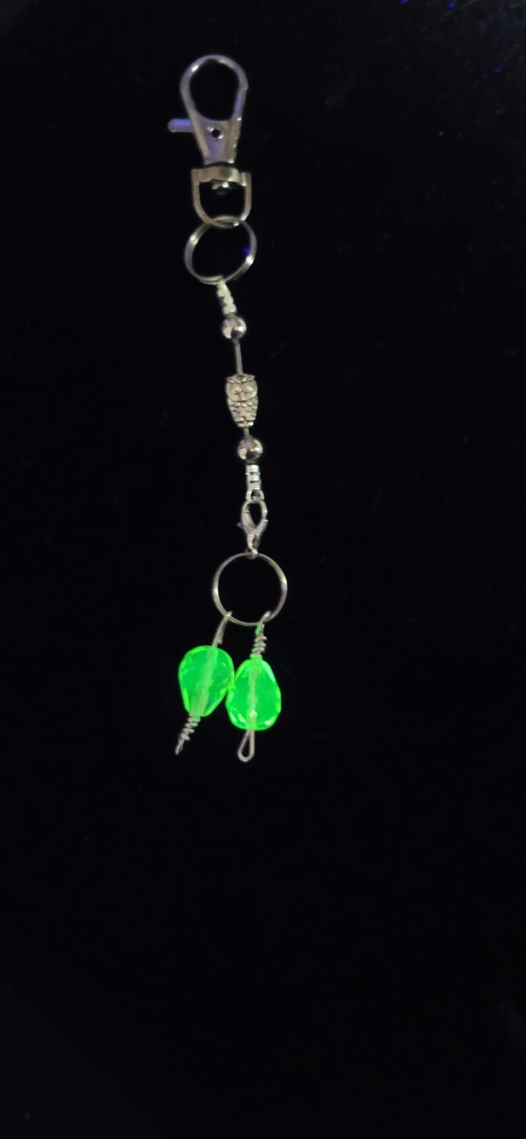 Uranium glass bead toggle purse clip , belt loop dangle