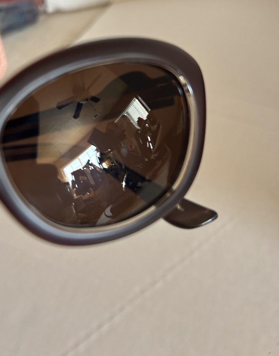 Moschino Vintage 90s Oval Matte Brown Sunglasses Moschino Bubble Logo