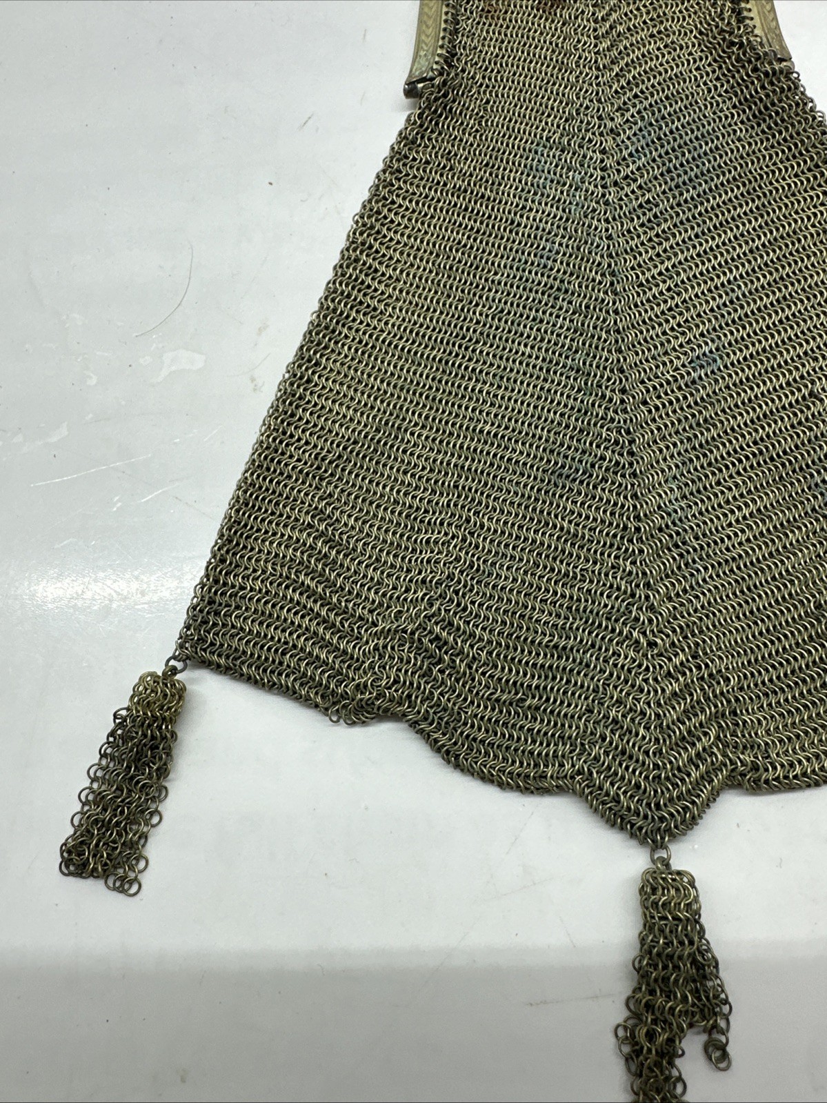 Antique 1920 Whiting and Davis Mesh Bag fine chain mail gold tone flapper purse