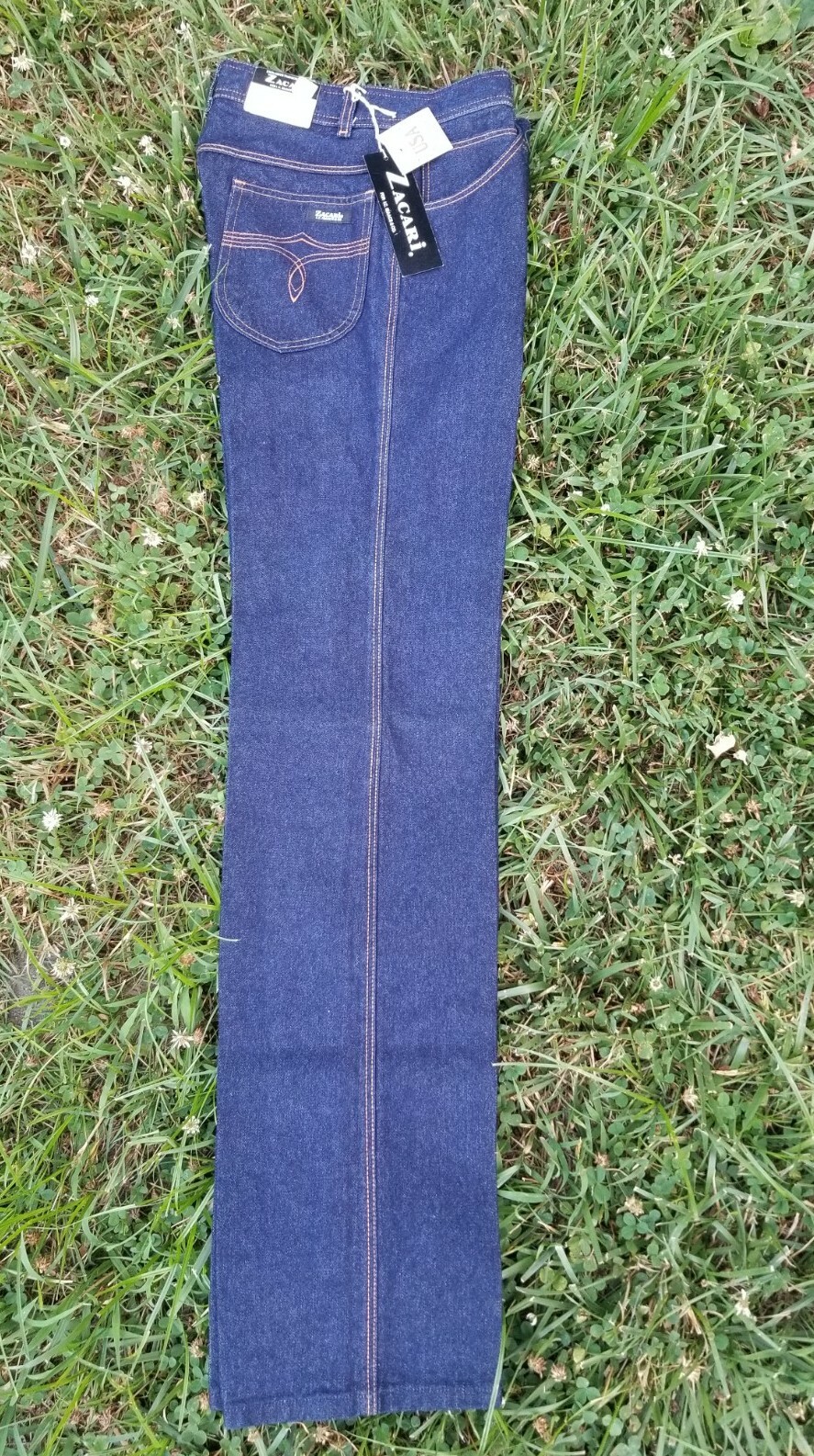 Vtg 70s Zacari I.C.Isaacs & co Men Dark Wash Cigarette Jeans size 28L new