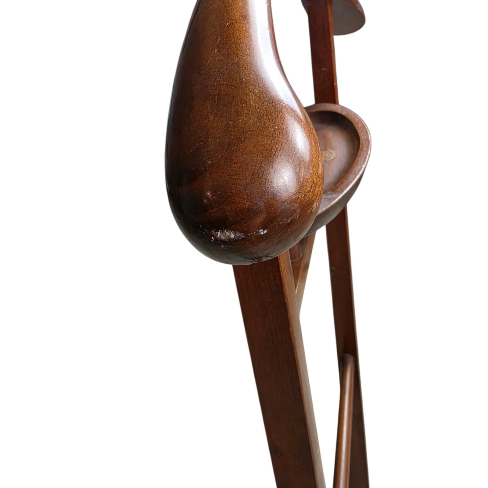 Vintage SPQR Made in Italy Wood Valet Butler Stand Cufflink Tray w/ Casters