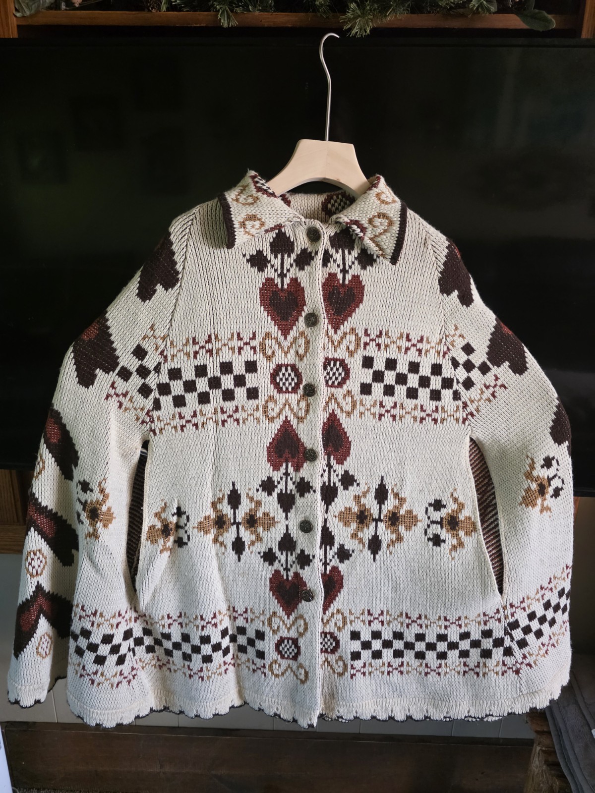 VTG Sturbridge Poncho Sweater 70’s Women Dutch Fall Cape Boho Shawl Southwestern