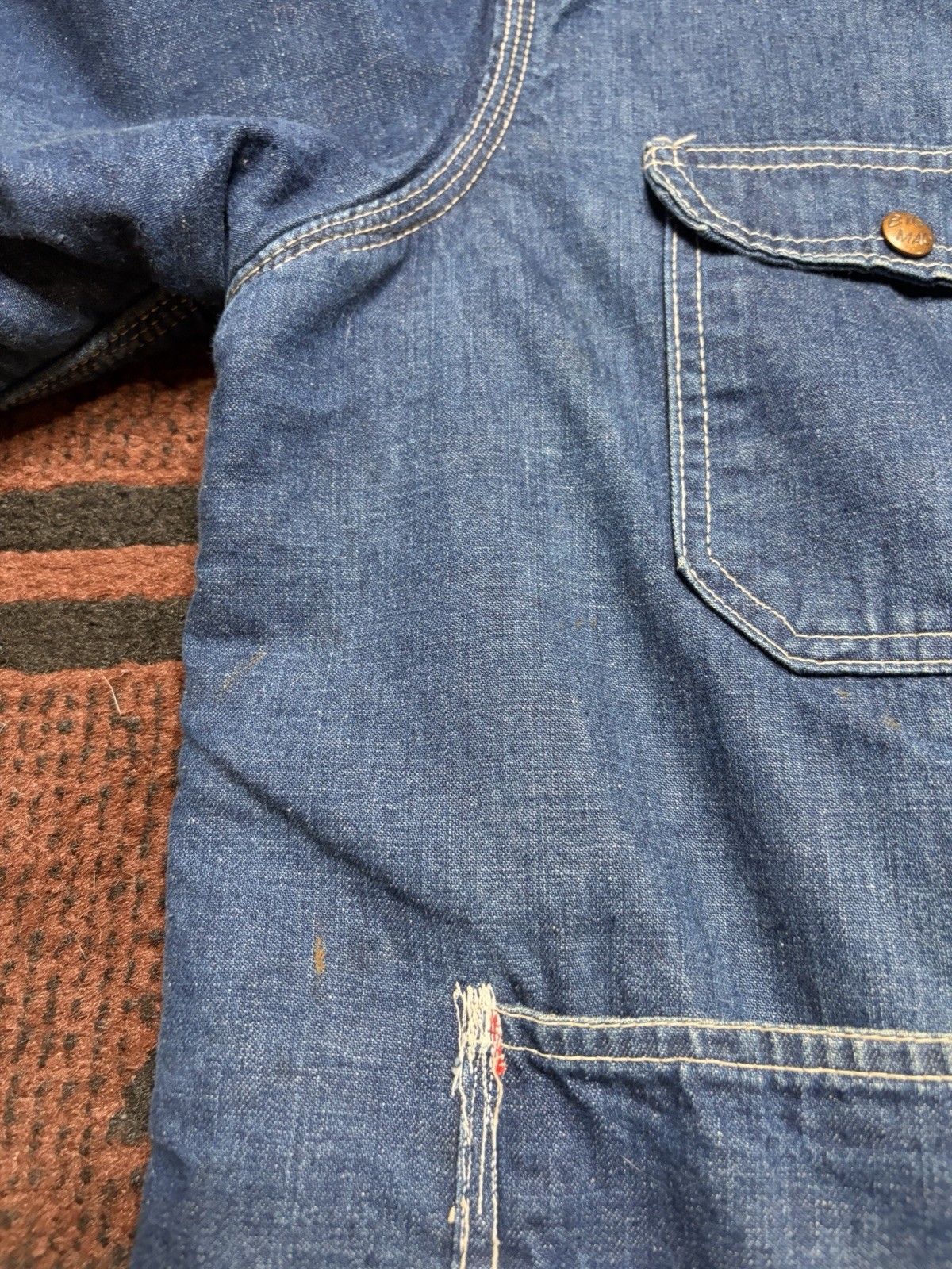 Vintage 60s Big Mac Sanforized Penneys Lined Denim Chore Coat Jacket Size XXL