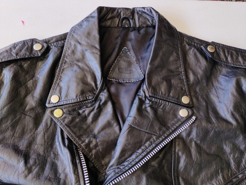 WARRIER VINTAGE SOFT BLACK LEATHER WOMEN’S BIKER JACKET SIZE LARGE MADE IN INDIA