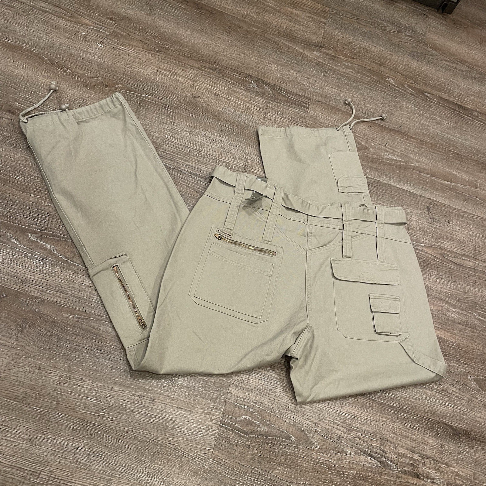 18W Crest NOS Y2K 9 Pocket Khaki Cargo Pants NWT Parachute 1X Deadstock Vintage