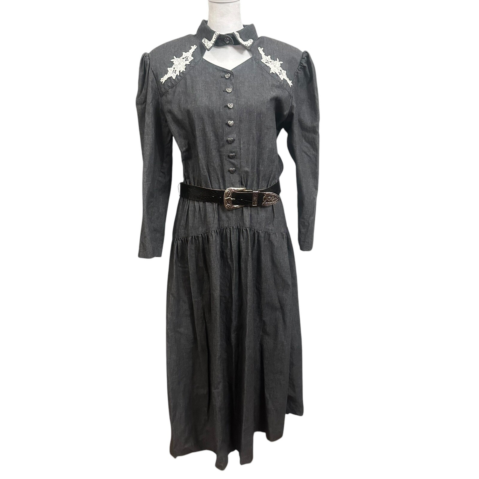 Vintage Miller Stockman Maxi Dress Western Lace Women’s 13/14 Made In USA