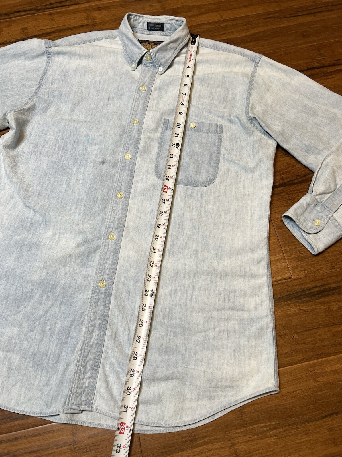Vintage Men’s Ralph Lauren Chaps Faded Lightweight Denim Chambray Shirt 16 32-33