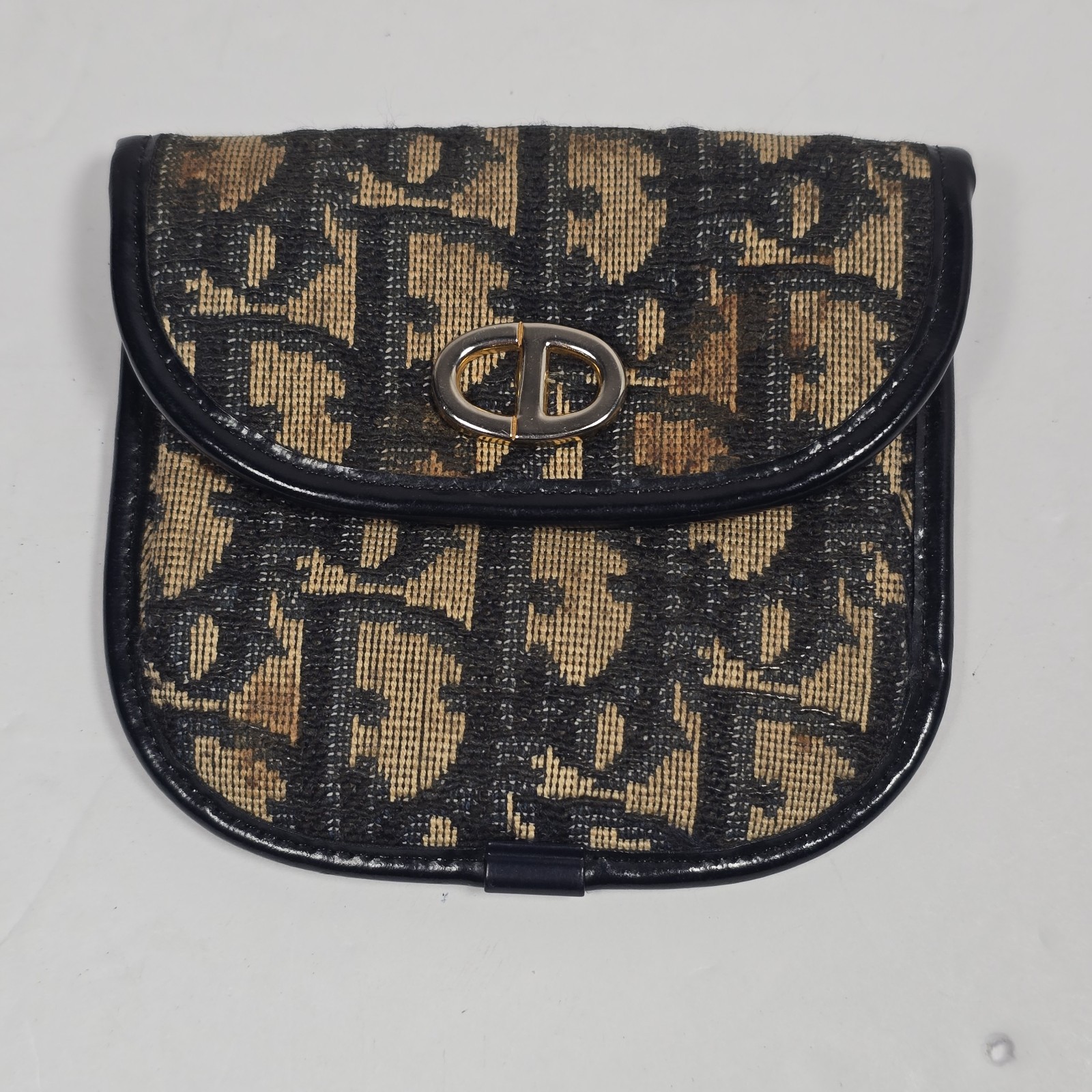 Vintage Dior Monogram Coin Purse CD Logo Jacquard Pouch Snap Closure READ