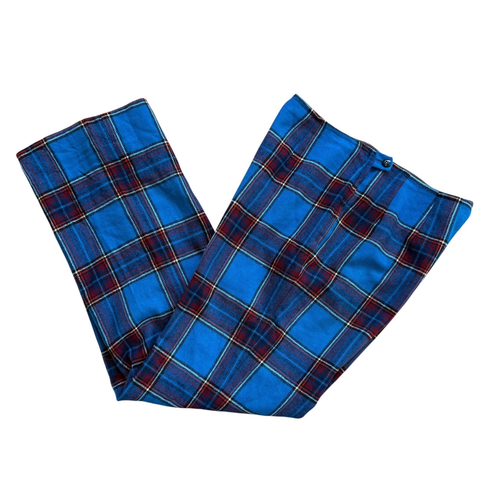 Vintage Pendleton Wool Plaid Pants Blue Red High Waisted Straight Leg Sz 16 USA