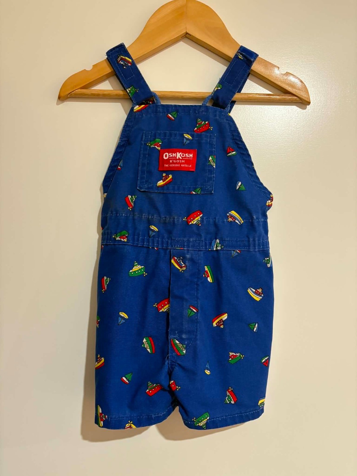 OshKosh B’gosh Vintage 2T Overalls Blue with Boats 80s 90s Made In USA