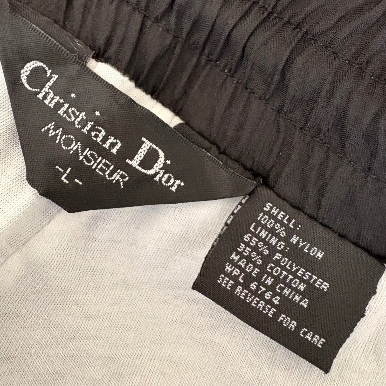 Vtg 90s Christian Dior Monsieur Track Pants Black Nylon Lined Parachute Joggers