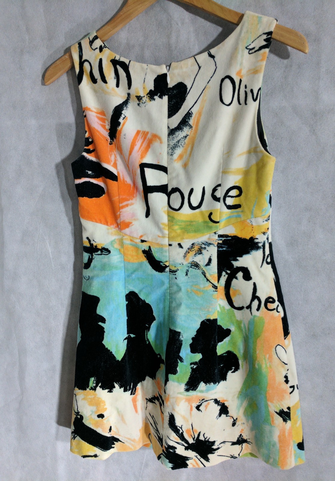 Moschino Cheap and Chic Archive Vintage Popeye Olive Oyl Velour Felt Dress