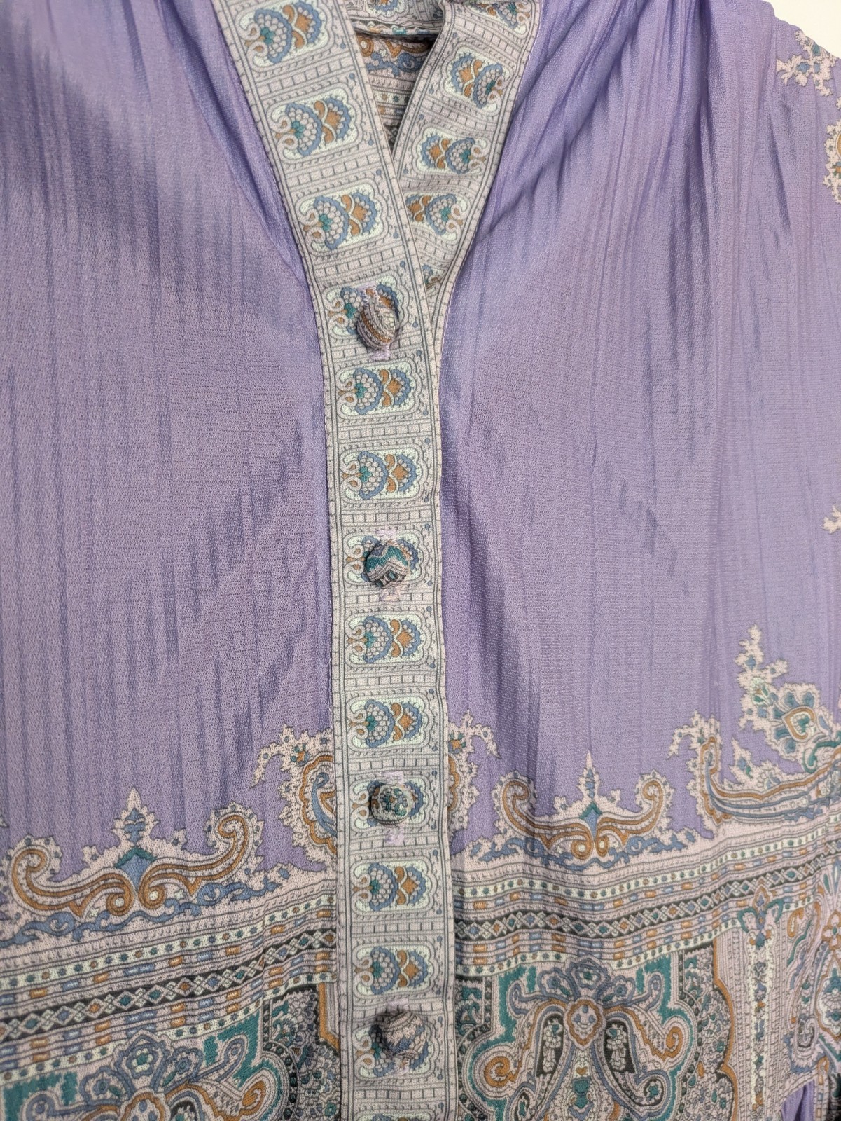 VTG 70s Hal Ferman Paisley Dress Size 10 Purple Cottagecore Boho Prairie Union