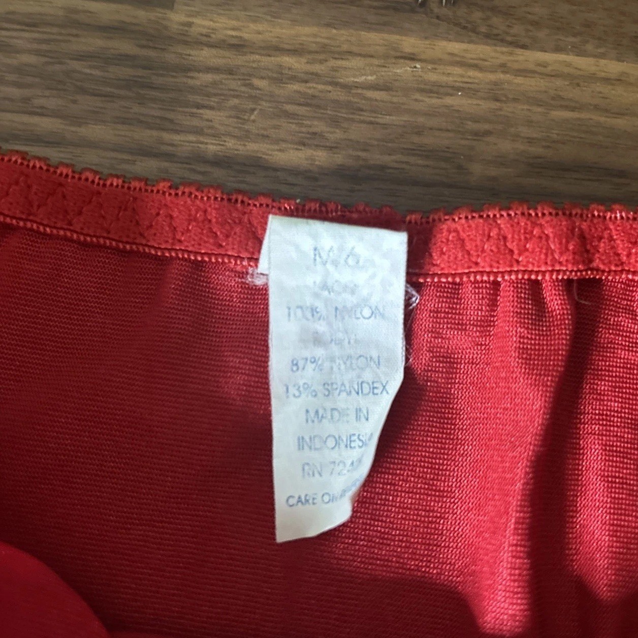 Vtg RENE ROFE Second Skin Satin Stretch GLOSSY WET LOOK Panty & Lace Sz 6 RED