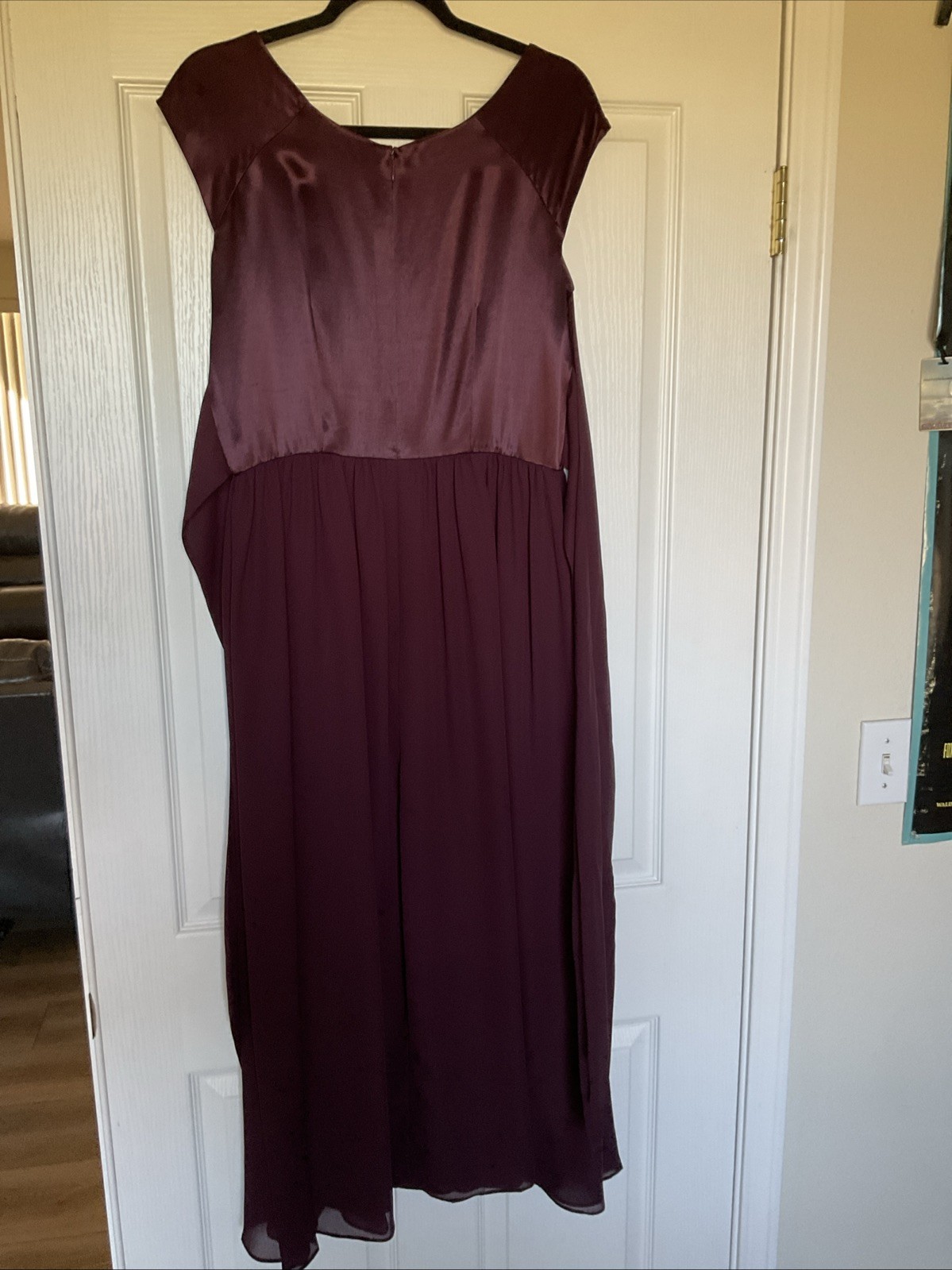 Vintage 90’s Ann Taylor Deep Plum Satin Maxi Dress Size 10 Cap Sleeve/ Formal