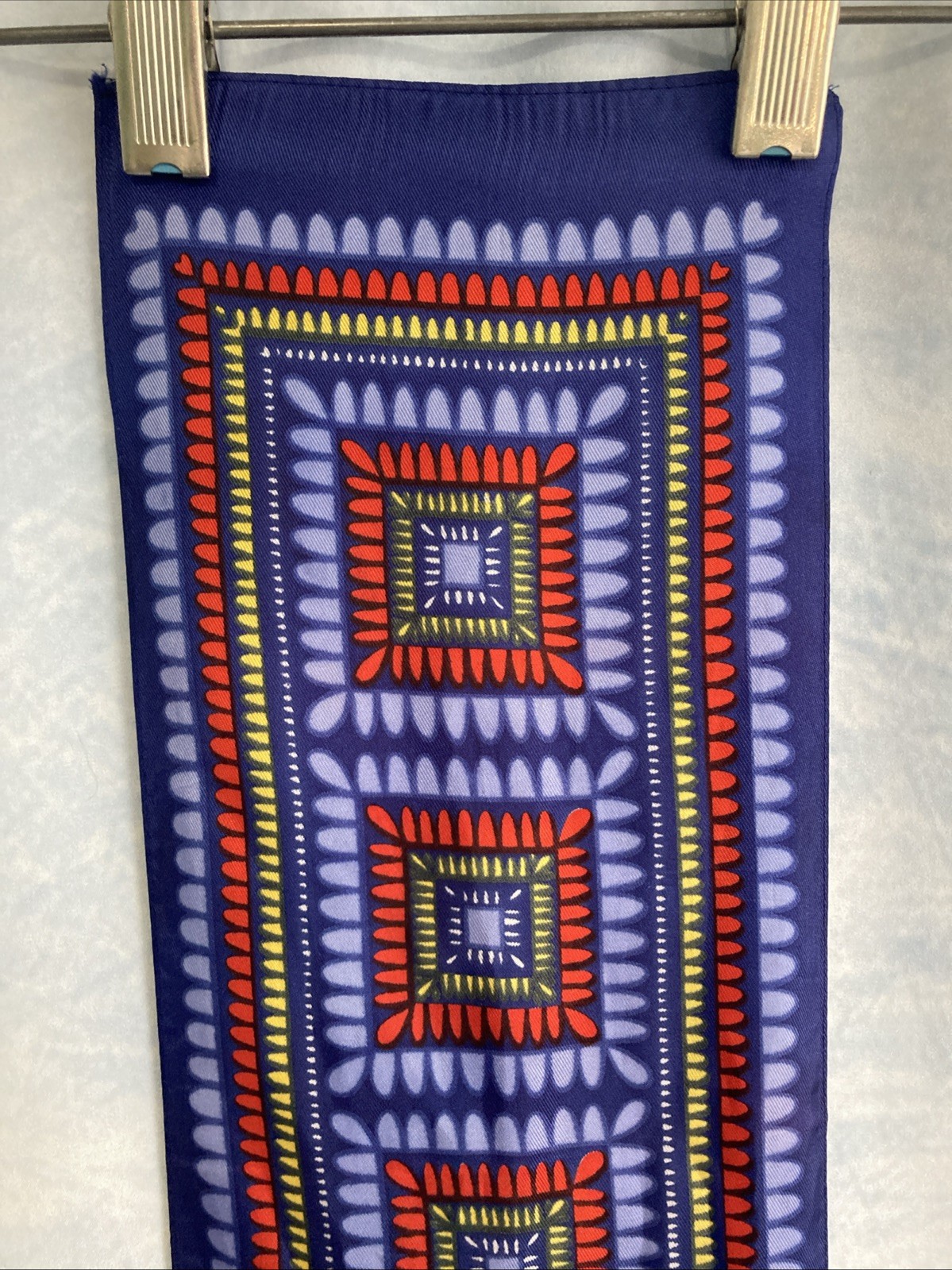 Vtg 1960s Geometric Mini Scarf Mod Acetate Rectangle 6×34” Made in Japan EUC MCM