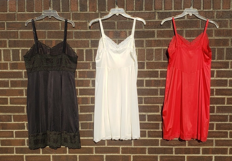 Lot of Three Vintage Slips Size 38 Carol Brent Wondermaid Sears Red Black White