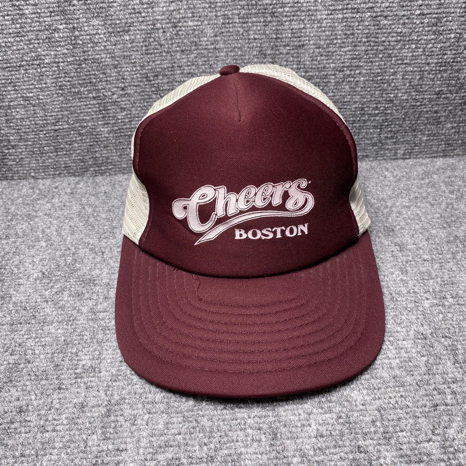 Vintage Sportcap Hat Mens OSFA Maroon Cheers Boston Trucker Snapback Mesh Back