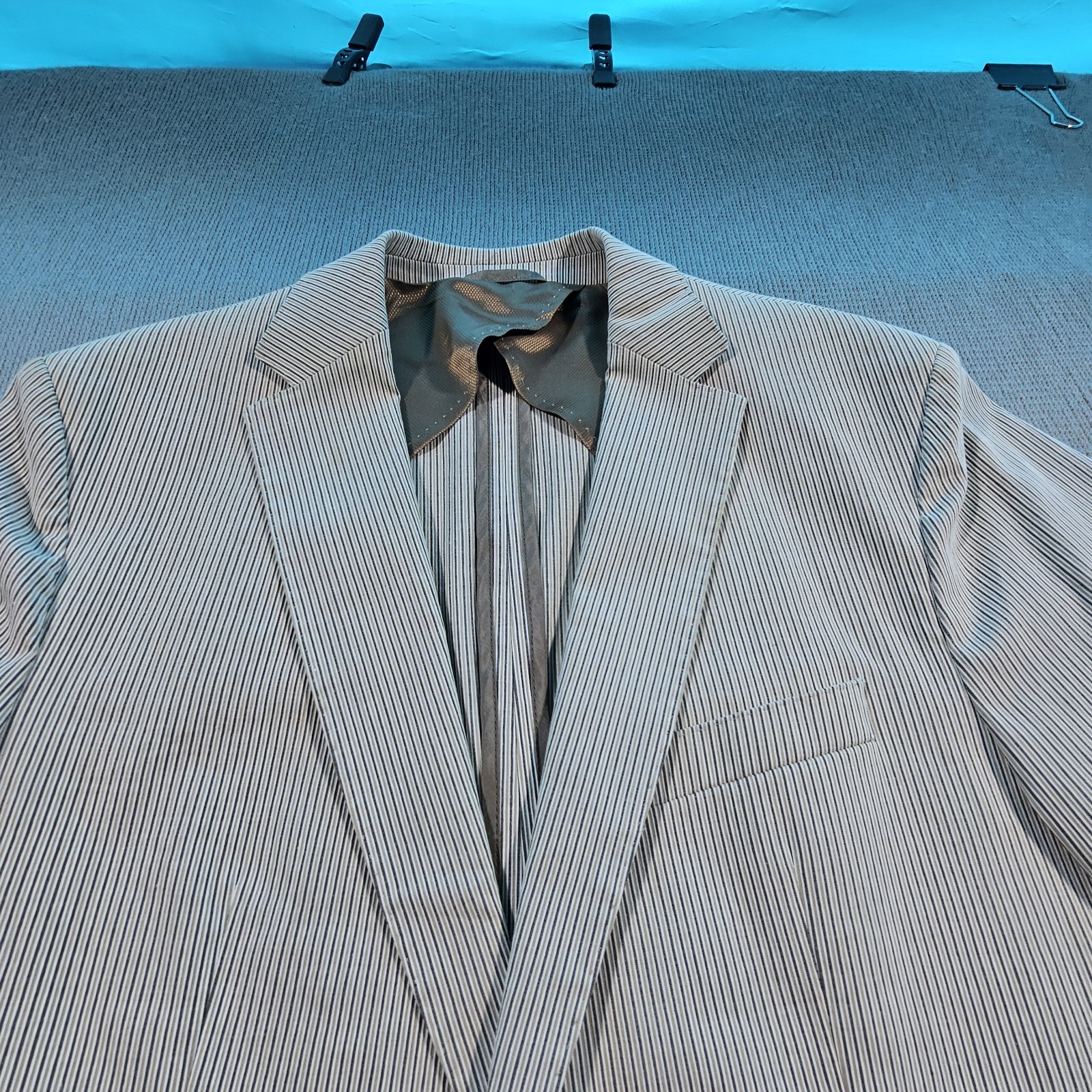 Hugo Boss Seersucker Pinstripe Sports Blazer US 40 Designer Luxury Men’s VTG