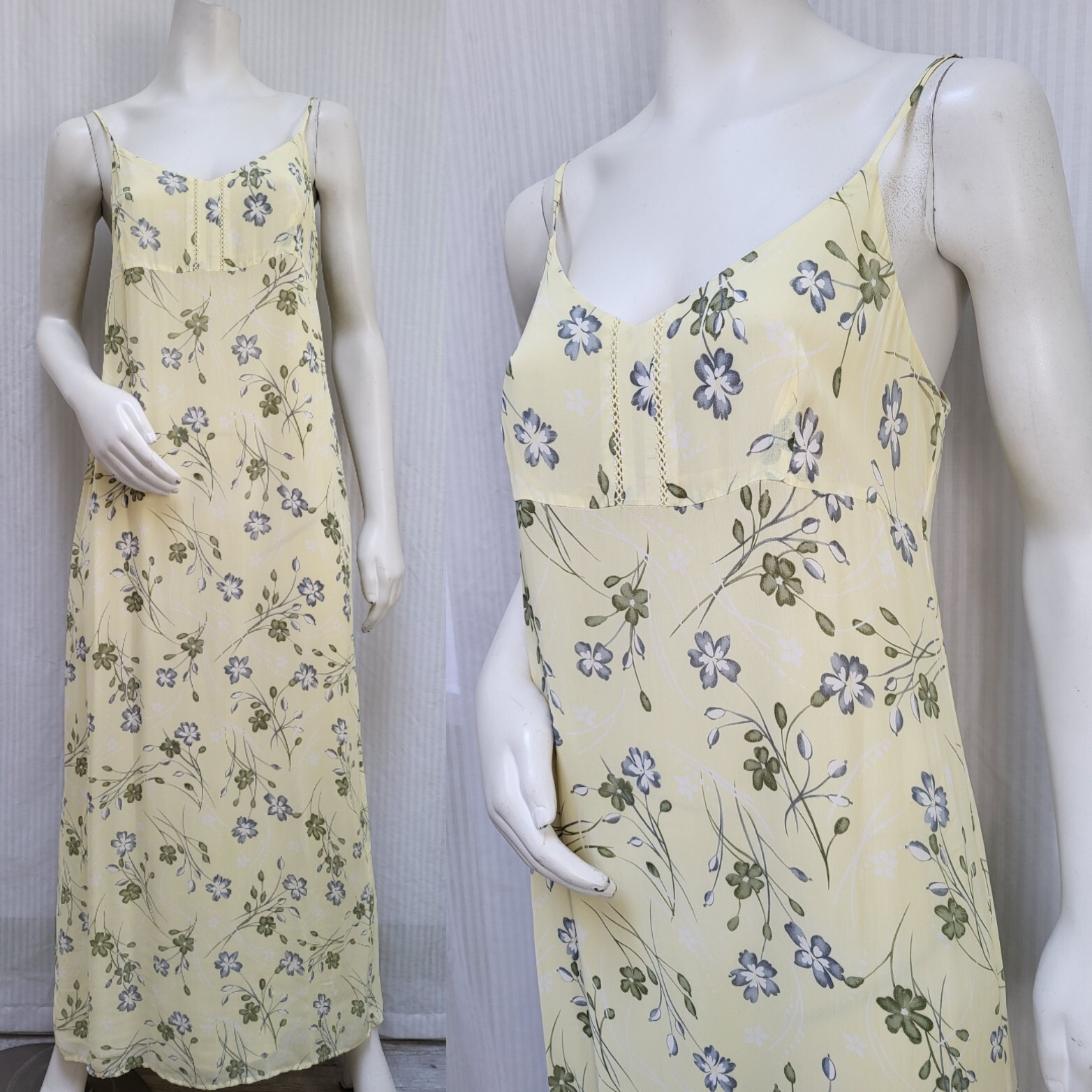 Vintage 90s/Y2K AMERICAN EAGLE OUTFITTERS Yellow Floral Rayon Dress – Size M