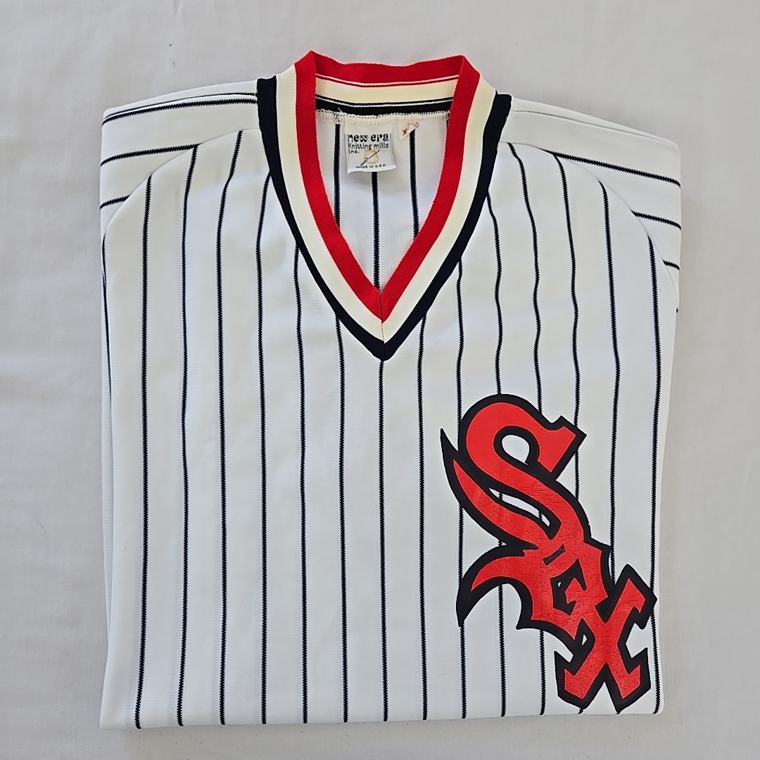 Rare VTG 70s New Era Knitting Mills Chicago White Sox #7 Jersey Mens L/XL Stripe
