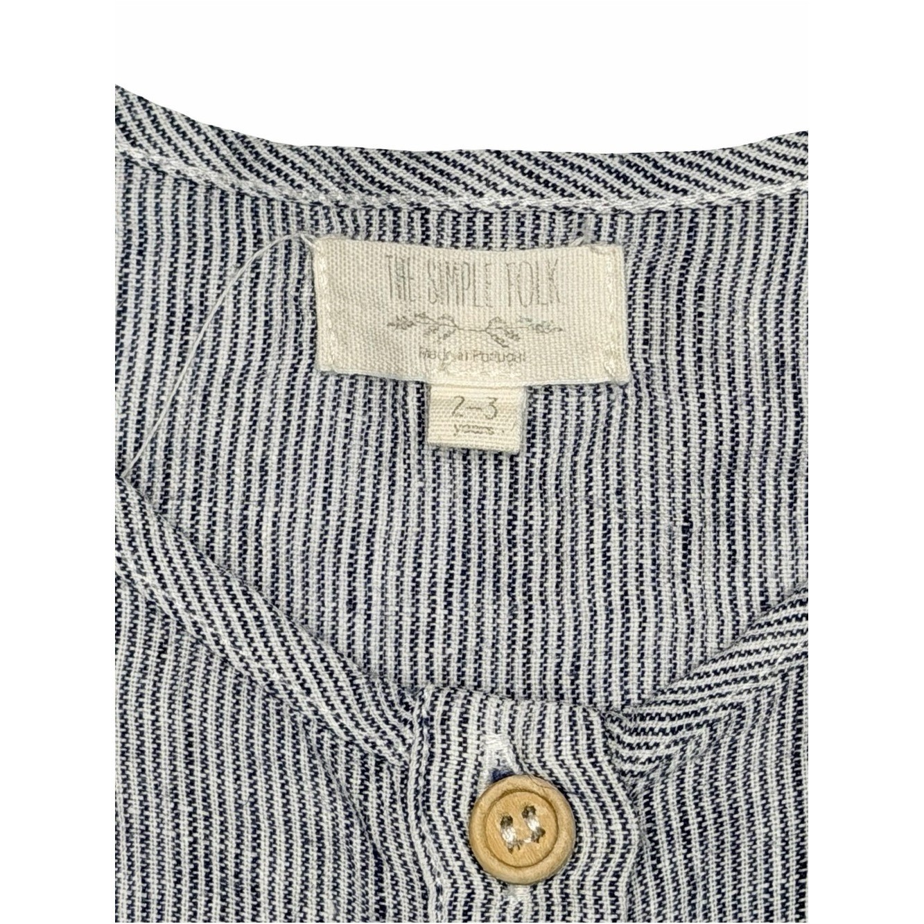 The Simple Folk Thin Stripe Organic Linen Button Up Top