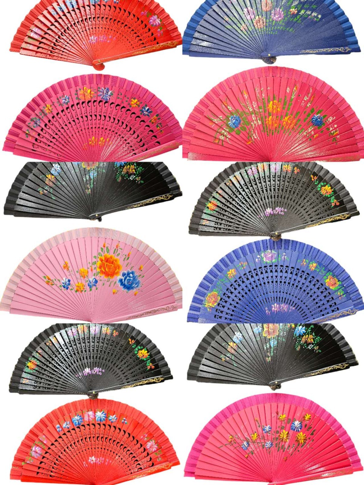 Set of 12 high quality Spanish wood fan/wedding deco/gift for her/dancing fan
