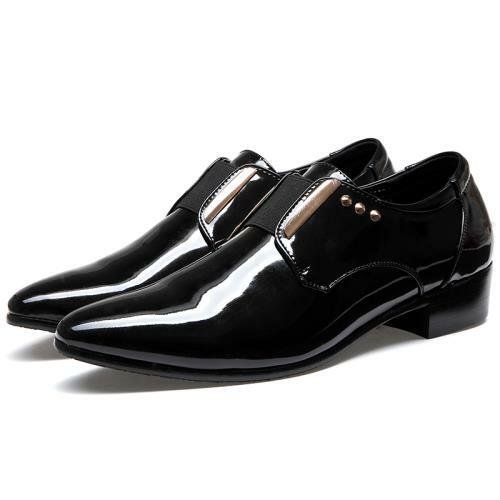 Men’s British High-Gloss Patent Leather Dress with Pointed Toe Banquet Shoes