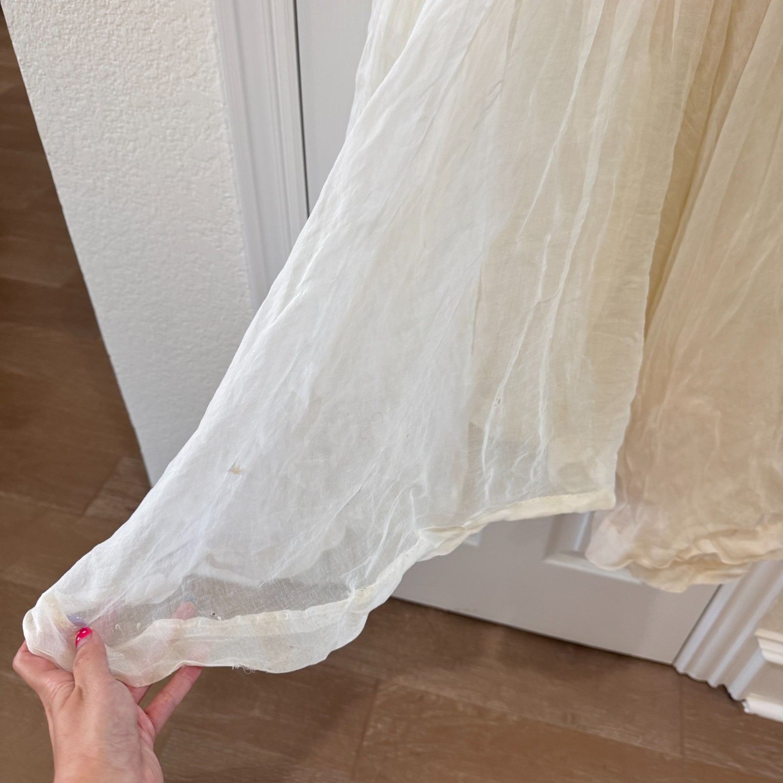 Vintage Tall & Small White Lace Prairie Dress Cottagecore Bridal Gauze XS S