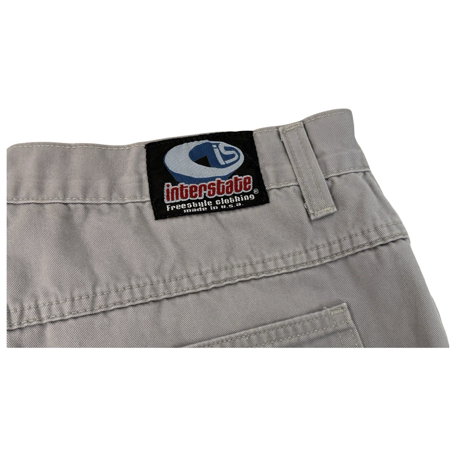 Vintage Interstate Baggy Wide Leg Cargo Pants JNCO Skate Y2K 44 Mens Gray