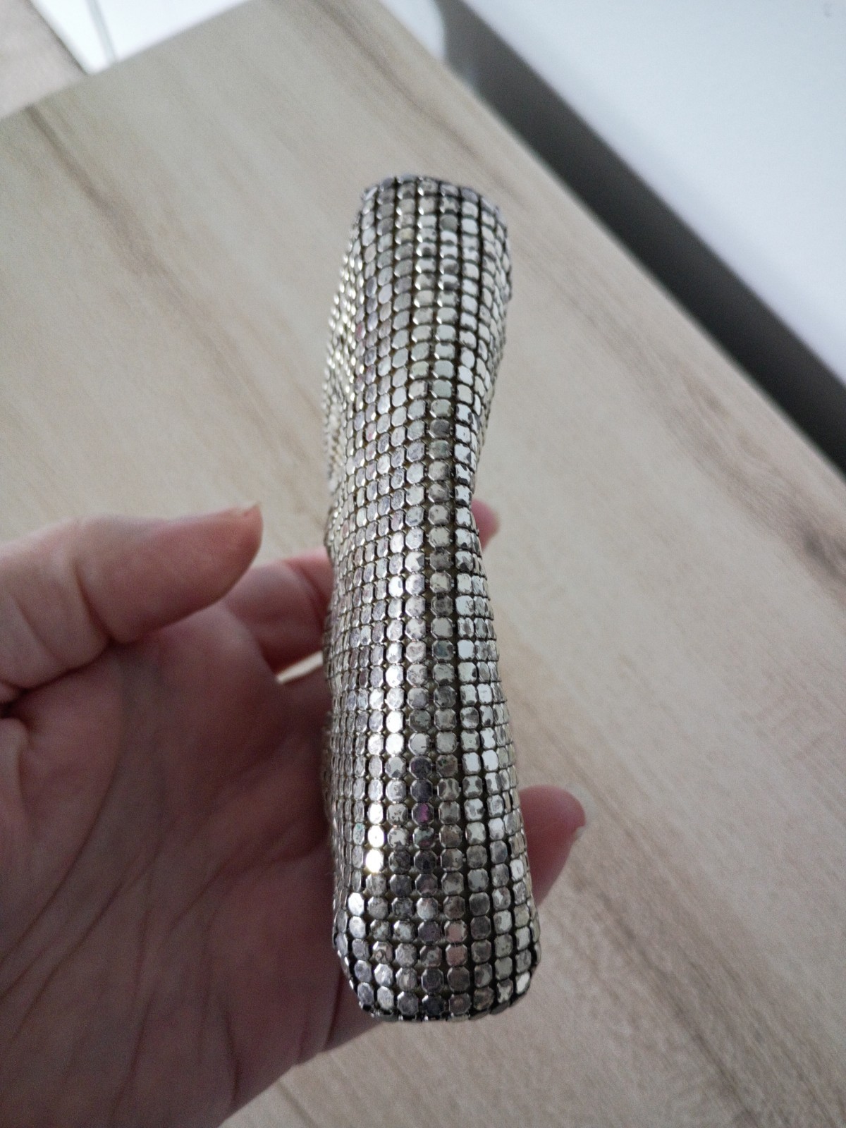 Vintage Whiting & Davis Silver 4in Mesh Change Coin Clutch Purse Art Deco 1940’s