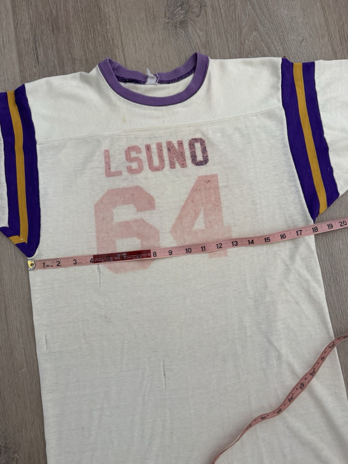 vintage 60s Football Jersey Cotton Durene Blend S-M Faded Distressed White
