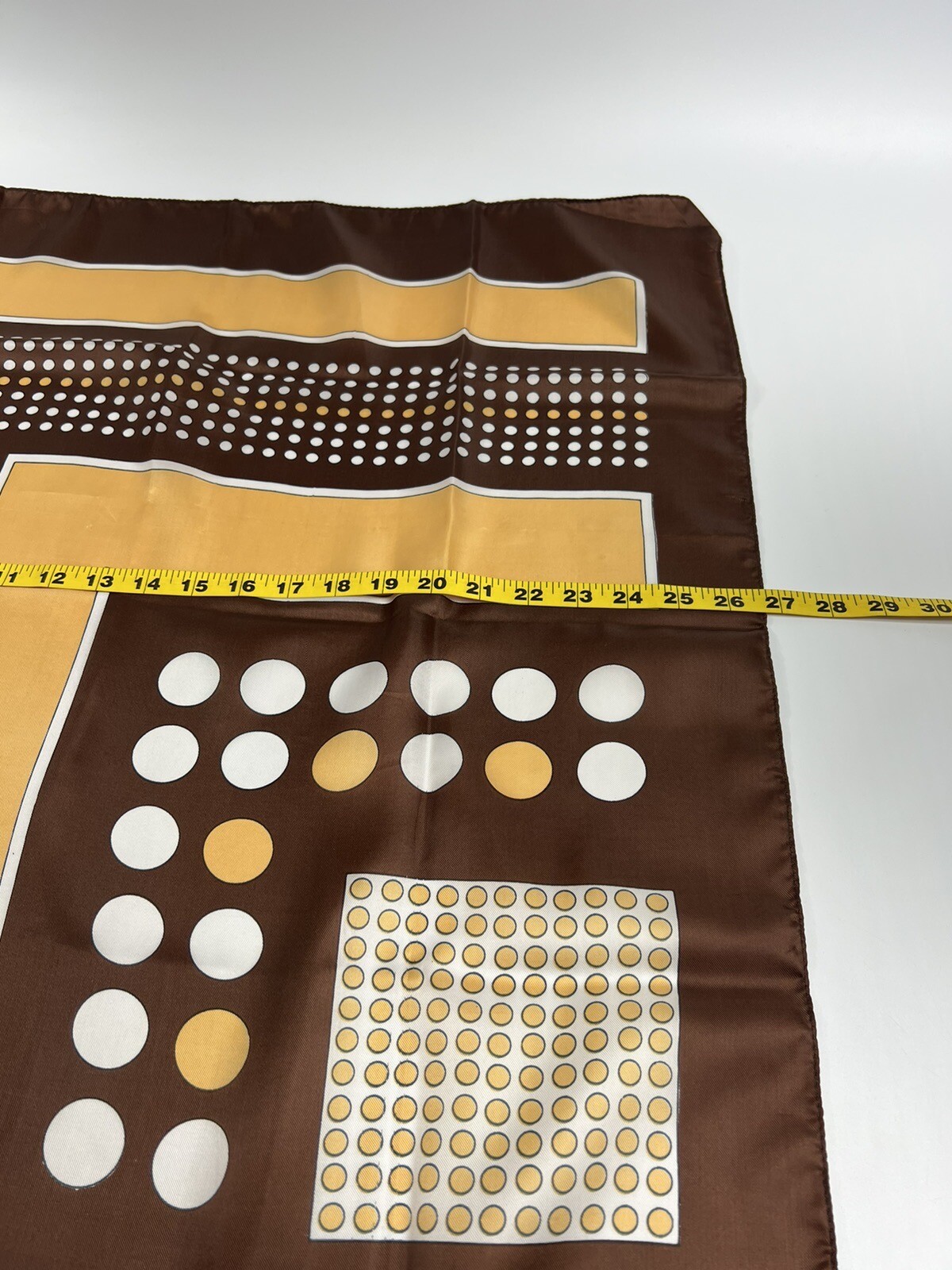 100% Nylon Scarf R.O.C Brown Water Repellent Retro Geometric 60’s 70’s