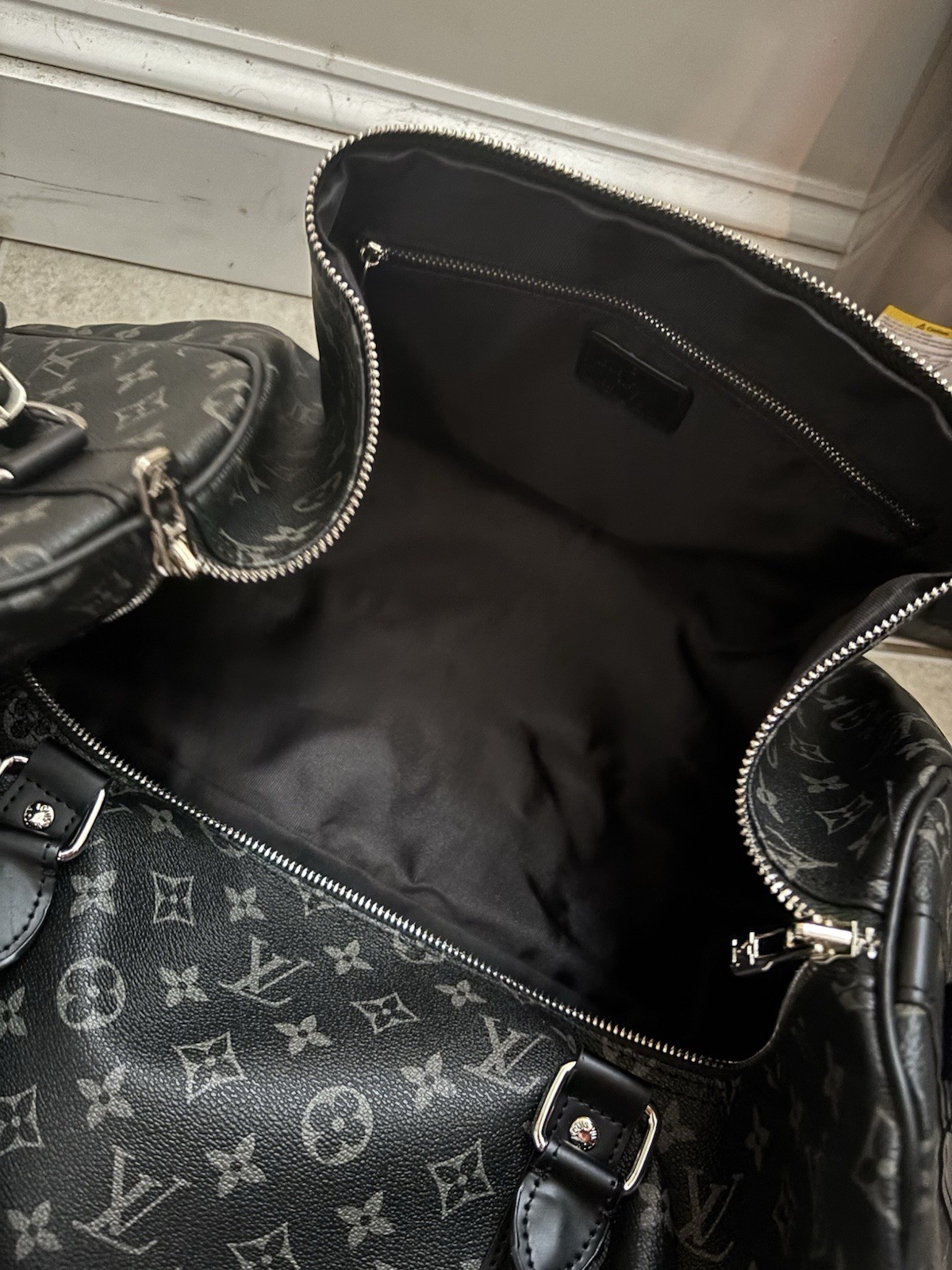 Louis Vuitton Keepall Bandouliere 45 Monogram Eclipse Bag Read Disc. Fast Ship !