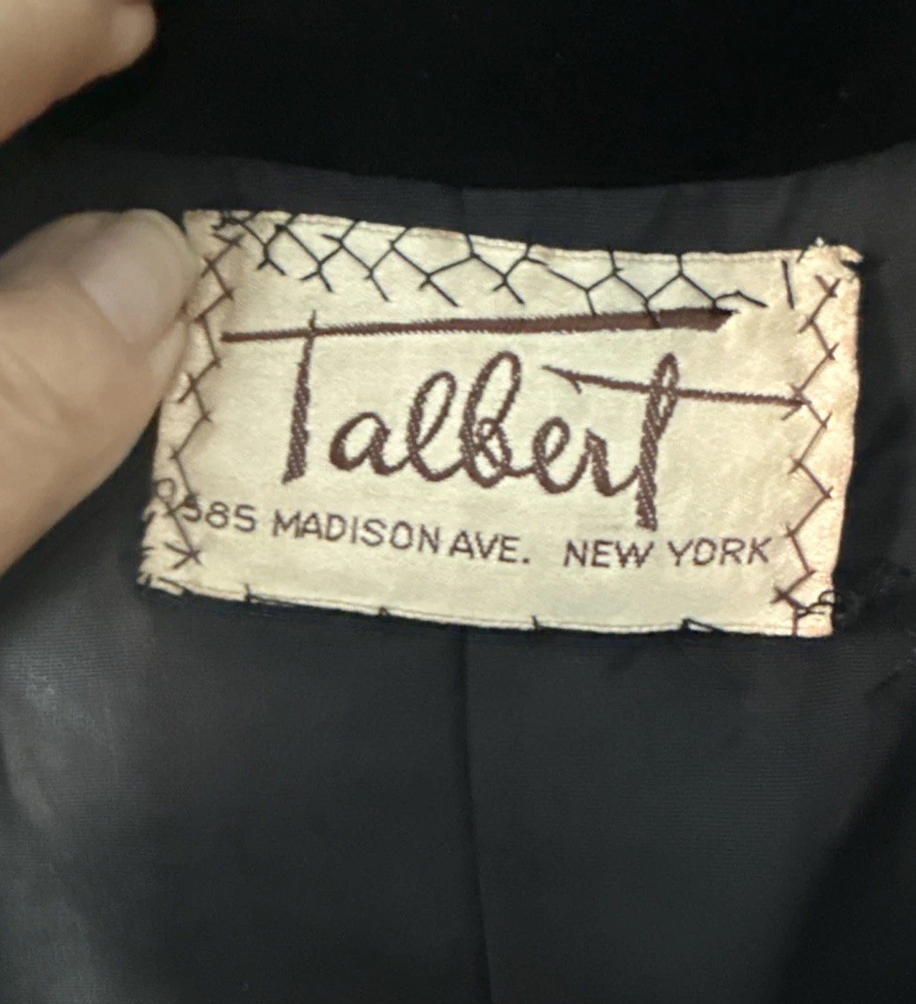 Vintage 50s Black Velvet Dolman Jacket W Beaded Pockets- Talbert NY-size M