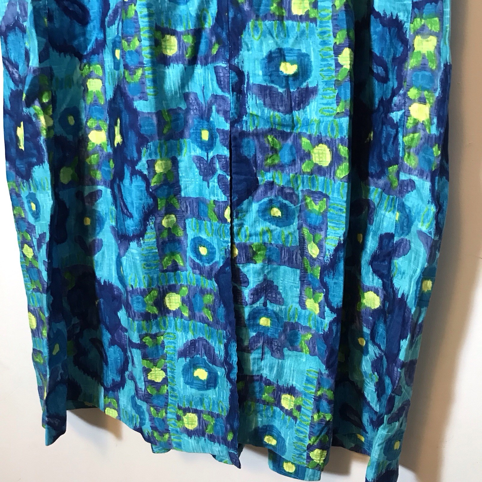 Vintage 1960s Waikiki Hawaiian Floral Psychedelic Watercolor Maxi Dress 70s M/L