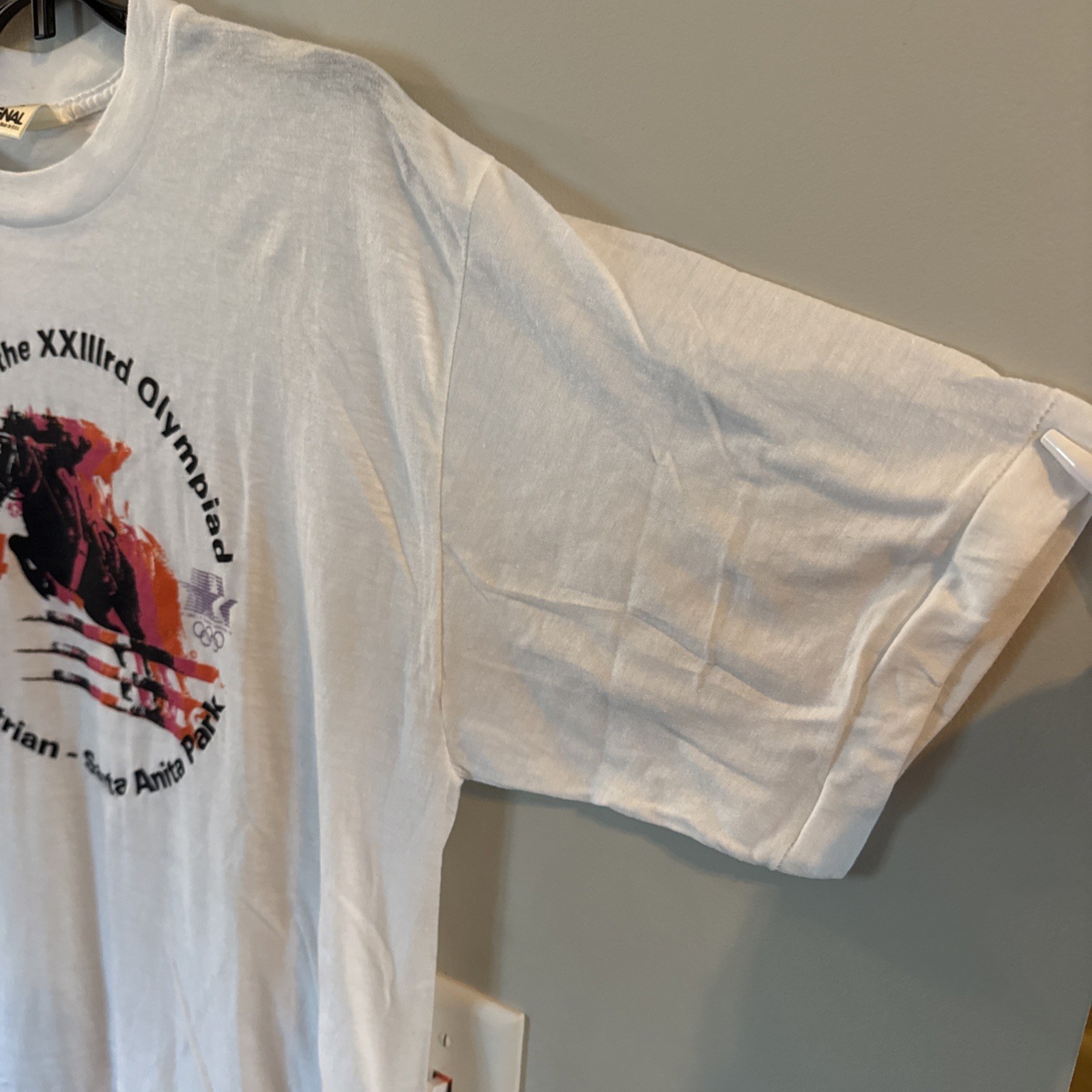 USA 1984 XXIII Los Angeles LA Olympics equestrian T Shirt Top Adult Size XL