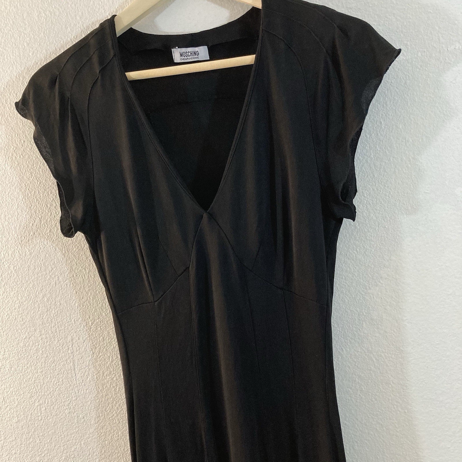 Moschino Women’s 90’s Black Mesh Dress Cheap and Chic Size 8 Made In Italy