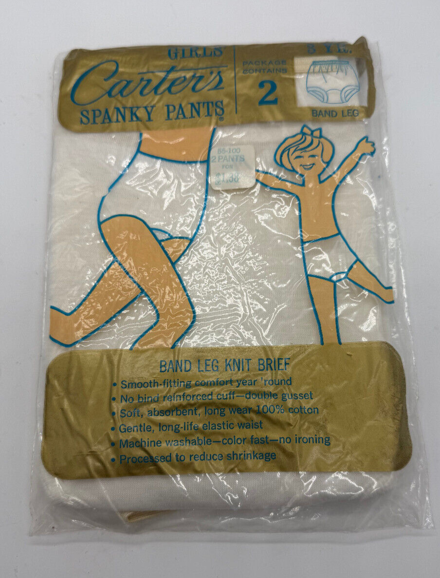 NEW Vintage Girls Carter’s Spanky Pants Set of 2 Band Leg Briefs Size 3