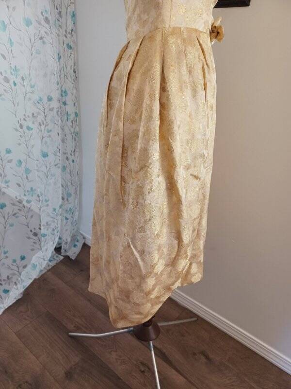 Vintage 1950’s Gold Balloon Dress From Paris Sleeveless Lorene Victor Hugo S